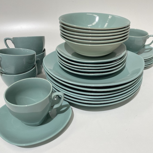 DINNERWARE, 1950s Dinner Set Blue Grey